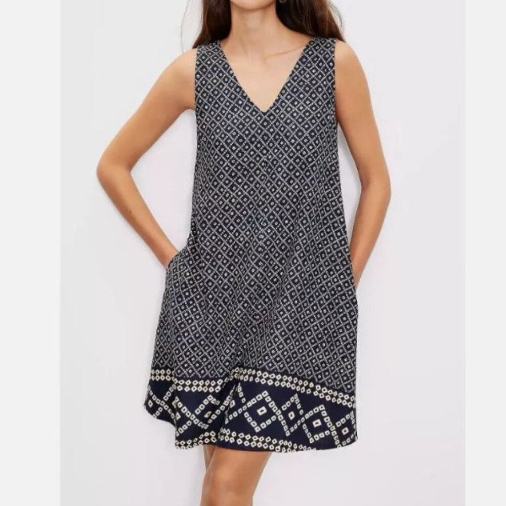 NWOT Loft Linen Blend Mini Sleeveless with Pockets Dress Size XS Petite